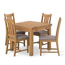 Pembroke Natural Extending Dining Table and 4 Classic Natural Oak Chairs with Dappled Beige Fabric