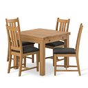 Pembroke Natural Extending Dining Table and 4 Classic Natural Oak Chair with Verona Chocolate Fabric