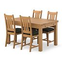 Pembroke Natural Extending Dining Table and 4 Classic Natural Oak Chairs with Verona Green Fabric