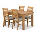 Pembroke Natural Extending Dining Table and 4 Linear Natural Oak Chairs with Verona Cream Fabric
