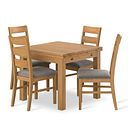 Pembroke Natural Extending Dining Table and 4 Linear Natural Oak Chair with Verona Mocha Fabric