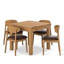 Pembroke Natural Extending Dining Table and 4 Modern Natural Oak Chair in Vintage Brown Leather Look