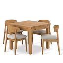Pembroke Natural Extending Dining Table and 4 Modern Natural Oak Chairs with Verona Cream Fabric