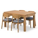 Pembroke Natural Extending Dining Table and 4 Modern Natural Oak Chairs with Verona Grey Fabric