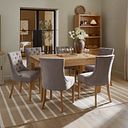 Pembroke Natural Solid Oak Extending Dining Table 140-220cm with 6 Isobel Chairs