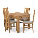 Pembroke Natural Solid Oak Extending Dining Table 90-150cm + 4 Arched Back Natural Solid Oak Chair with Verona Cream Fabric Seat
