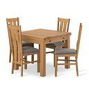 Pembroke Natural Solid Oak Extending Dining Table 90-150cm + 4 Arched Back Natural Solid Oak Chair with Verona Mocha Fabric Seat