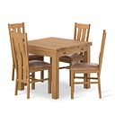 Pembroke Natural Solid Oak Extending Dining Table 90-150cm + 4 Arched Back Natural Solid Oak Chair with Vintage Tan Leather Look Fabric Seat