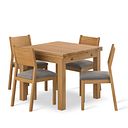 Pembroke Natural Solid Oak Extending Dining Table 90-150cm + 4 Ellison Natural Oak Chair with Verona Mocha Fabric Seat
