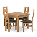 Pembroke Natural Solid Oak Extending Dining Table 90-150cm + 4 Wave Back Natural Solid Oak Chair with Verona Chocolate Fabric Seat