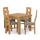 Pembroke Natural Solid Oak Extending Dining Table 90-150cm + 4 Wave Back Natural Solid Oak Chair with Verona Grey Fabric Seat