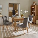 Pembroke Natural Solid Oak Extending Dining Table 90-150cm with 4 Isobel Chairs