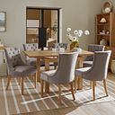 Pembroke Natural Solid Oak Extending Dining Table 90-150cm with 6 Isobel Chairs