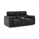 Phoenix 2 Seater Power Recliner Console Sofa with Smart Screen and Speakers in  Jet Black Leather