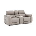 Phoenix 2 Seater Power Recliner Console Sofa with Smart Screen and Speakers in  Oyster Leather