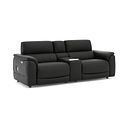 Phoenix 2.5 Seater Power Recliner Console Sofa with Smart Screen and Speakers in  Jet Black Leather