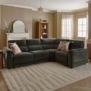 Phoenix Left Corner Recliner Sofa with Power Headrests in Manhattan Pine Fabric