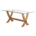 Reflection Glass Top and Natural Solid Oak 6ft x 3ft Crossed Leg Dining Table