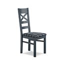 Richmond Ink Blue Painted Hardwood Dining Chair with Checked Slate Grey Fabric Seat