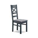 Richmond Ink Blue Painted Hardwood Dining Chair with Dappled Silver Fabric Seat