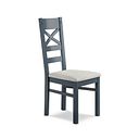 Richmond Ink Blue Painted Hardwood Dining Chair with Plain Grey Fabric Seat
