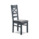 Richmond Ink Blue Painted Hardwood Dining Chair with Vintage Black Leather Look Fabric Seat