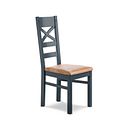 Richmond Ink Blue Painted Hardwood Dining Chair with Vintage Tan Leather Look Fabric Seat
