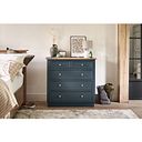 Richmond Smoked Oak Finish and Ink Blue Painted Hardwood 5 Drawer Chest