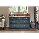 Richmond Smoked Oak Finish and Ink Blue Painted Hardwood 7 Drawer Chest