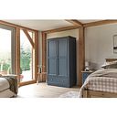 Richmond Smoked Oak Finish and Ink Blue Painted Hardwood Double Wardrobe