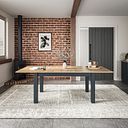 Richmond Smoked Oak Finish and Ink Blue Painted Hardwood Extending Dining Table 170-220cm