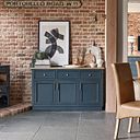 Richmond Smoked Oak Finish and Ink Blue Painted Hardwood Large Sideboard