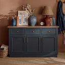 Richmond Smoked Oak Finish and Ink Blue Painted Hardwood Large Sideboard