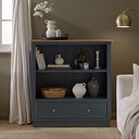 Richmond Smoked Oak Finish and Ink Blue Painted Hardwood Small Bookcase