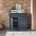 Richmond Smoked Oak Finish and Ink Blue Painted Hardwood Small Sideboard