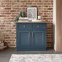 Richmond Smoked Oak Finish and Ink Blue Painted Hardwood Small Sideboard