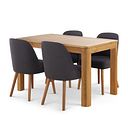 Romsey Natural Solid Oak 4ft 3" Extending Table with 4 Bette Chairs in Grey Fabric