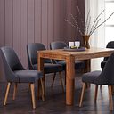 Romsey Natural Solid Oak 4ft 3" Extending Table with 6 Bette Chairs in Grey Fabric