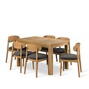 Romsey Natural Extending Dining Table and 6 Modern Natural Oak Chair with Verona Chocolate Fabric