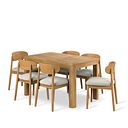 Romsey Natural Extending Dining Table and 6 Modern Natural Oak Chair with Verona Cream Fabric