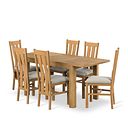 Romsey Natural Oak Extending Dining Table And 6 Arched Backs In Verona Cream 