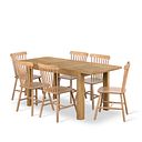 Romsey Natural Solid Oak 4ft 3 Extending Dining Table + 6 Kingham Natural Oak Spindle Chair