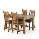 Rushmere Rustic Extending Dining Table and 4 Classic Rustic Oak Chair with Verona Chocolate Fabric