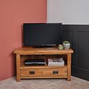 Original Rustic Solid Oak Corner TV Cabinet