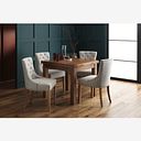 Sherwood Rustic Solid Oak 3ft Extending Table and 4 Vivien Button Back Chair in Cream Fabric