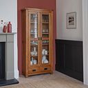 Original Rustic Solid Oak Glazed Display Cabinet