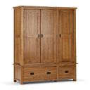 Original Rustic Solid Oak Triple Wardrobe