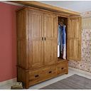 Original Rustic Solid Oak Triple Wardrobe