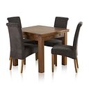 Sherwood Rustic Solid Oak 3ft Extending Table with 4 Scroll Back Plain Charcoal Fabric Chairs