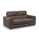 Santorini Modular 2 Seater Electric Reclining Sofa with Double End Motion Chaises in Nomad Driftwood Fabric- GROUP 8
